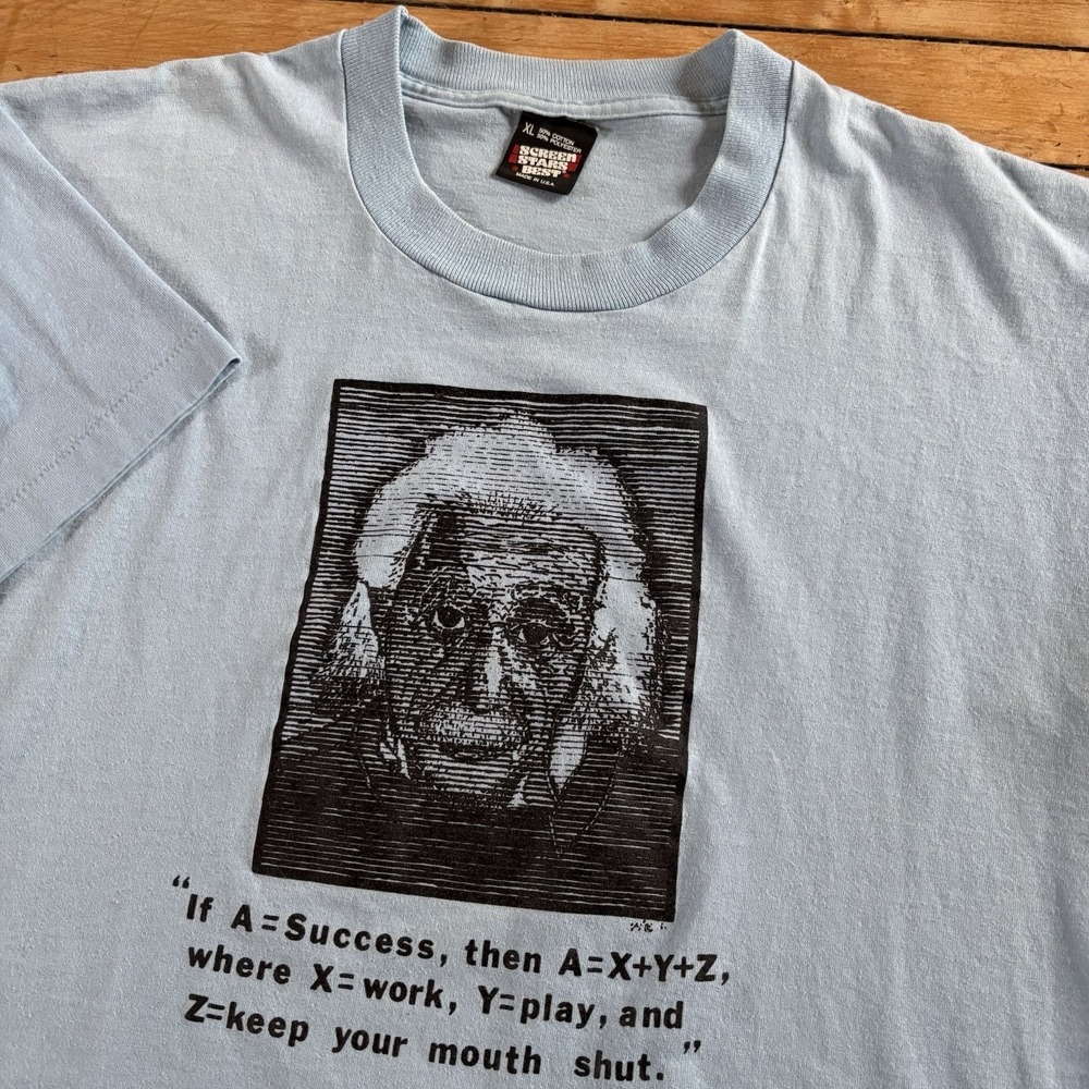 VTG 90s Albert Einstein T-Shirt Size XL Single Stitch Made In USA Success Quote
